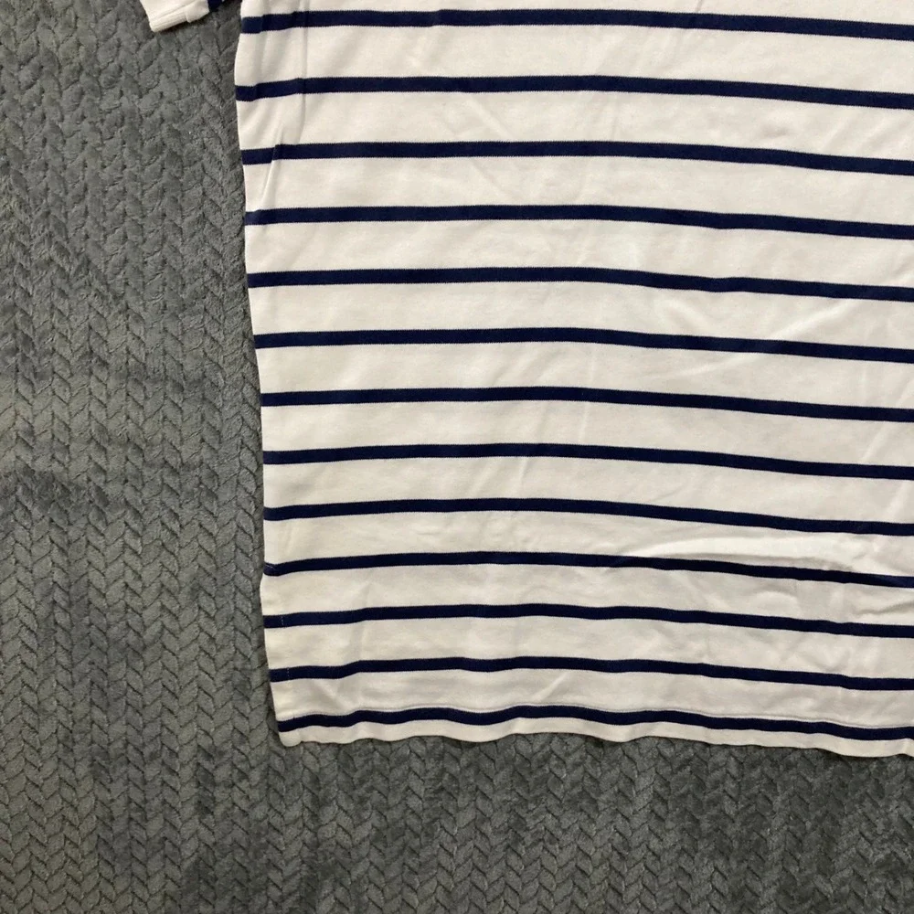 Polo Ralph Lauren Polo Shirt Mens L Striped White Navy Blue